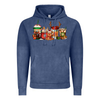 Vintage Denim Reindeer Christmas Coffee Cups Vintage Hoodie - Jasminsmagicworld
