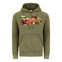 Reindeer Christmas Coffee Cups Vintage Hoodie | Teevron