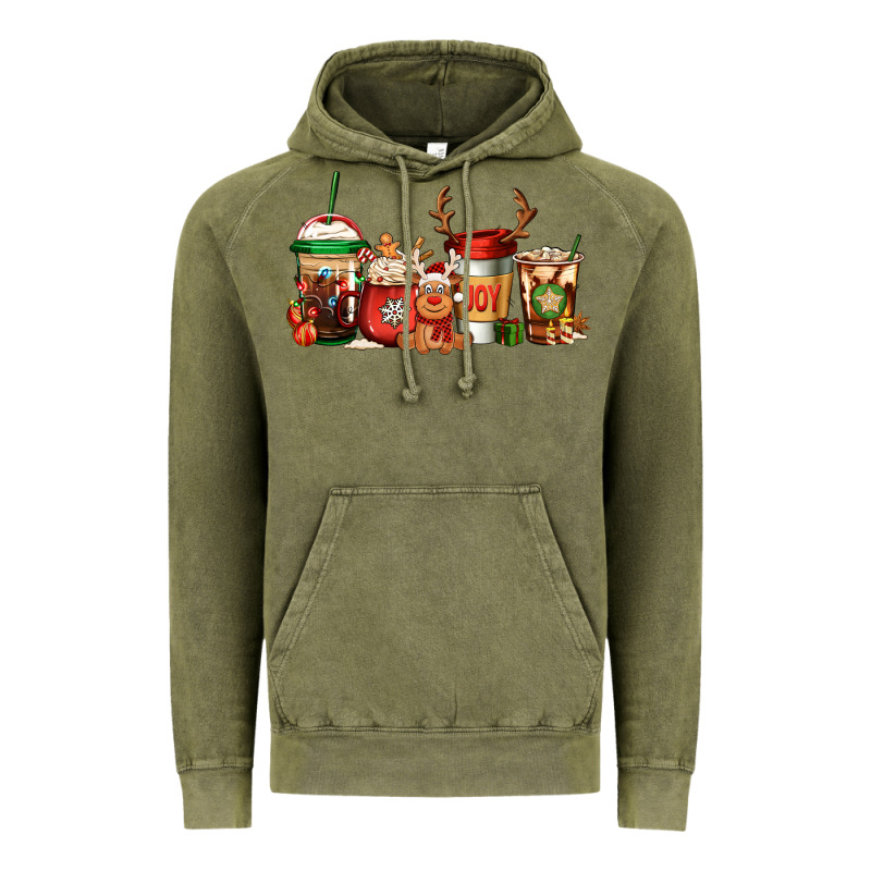 Reindeer Christmas Coffee Cups Vintage Hoodie by Jasminsmagicworld | Teevron