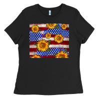4th Of July Usa Flag Sunflower 20oz Tumbler Ladies Tee | Teevron