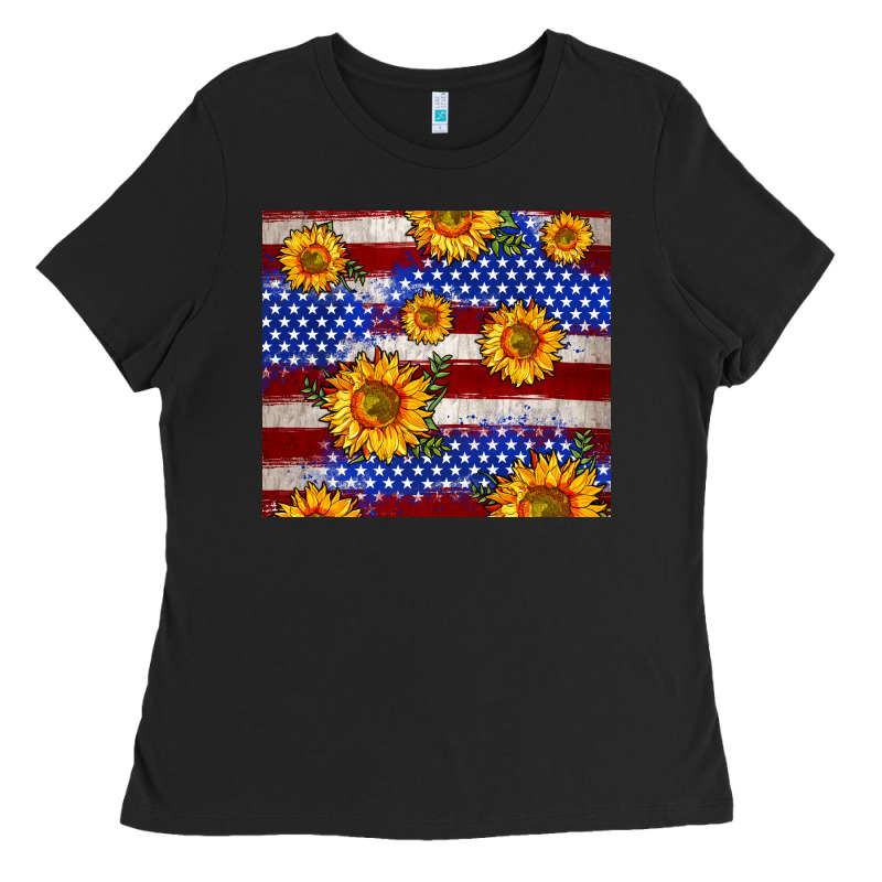 4th Of July Usa Flag Sunflower 20oz Tumbler Ladies Tee by Neo Western | Teevron