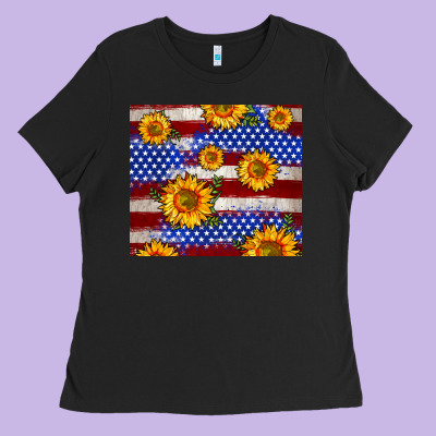 4th Of July Usa Flag Sunflower 20oz Tumbler Ladies Tee Designed By Neo Western