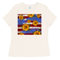 Bone 4th of July USA flag sunflower 20oz tumbler Ladies Tee - Neo Western
