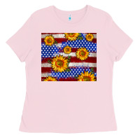 Bubblegum Pink 4th of July USA flag sunflower 20oz tumbler Ladies Tee - Neo Western