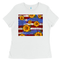 White 4th of July USA flag sunflower 20oz tumbler Ladies Tee - Neo Western