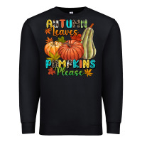 Black Autumn leaves pumpkins please Premium Sweatshirt - NancyCooperArtShop