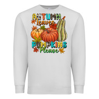 Dove Grey Autumn leaves pumpkins please Premium Sweatshirt - NancyCooperArtShop