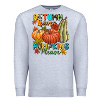 Heather Grey Autumn leaves pumpkins please Premium Sweatshirt - NancyCooperArtShop