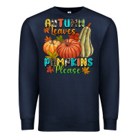 Navy Autumn leaves pumpkins please Premium Sweatshirt - NancyCooperArtShop