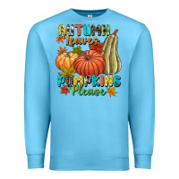 Ocean Blue Autumn leaves pumpkins please Premium Sweatshirt - NancyCooperArtShop