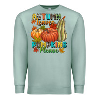Seafoam Autumn leaves pumpkins please Premium Sweatshirt - NancyCooperArtShop