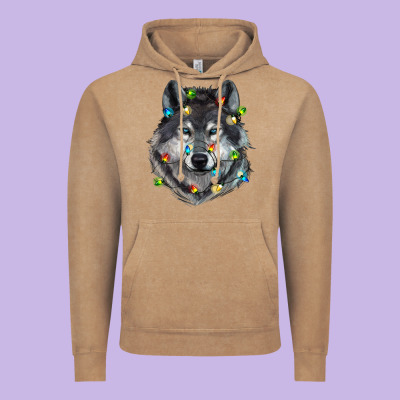 Christmas With Wolf Vintage Hoodie Designed By Ranaportraitstore