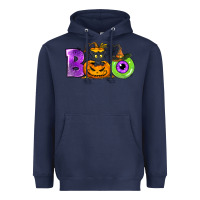 Navy Boo Halloween Heavyweight Hoodie - NancyCooperArtShop