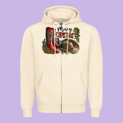 Merry Christmas Zipper Hoodie Designed By Sublimationcraftshop