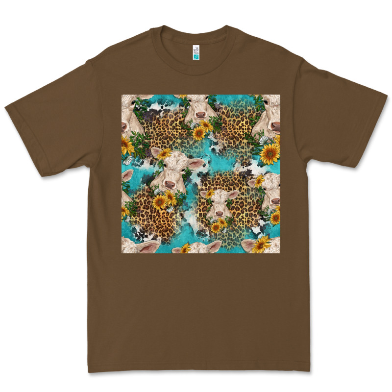 Charolais Cow And Sunflowers Seamless Pattern Premium Tee by HRA Design Shop | Teevron