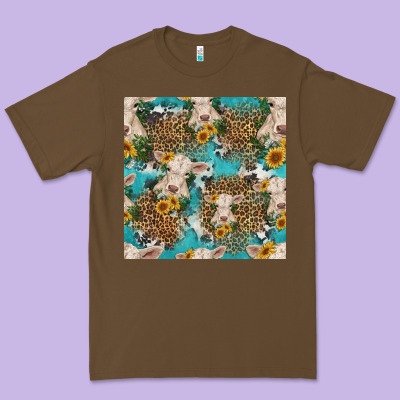 Charolais Cow And Sunflowers Seamless Pattern Premium Tee Designed By Hra Design Shop