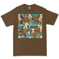 Cacao charolais cow and sunflowers seamless pattern Premium Tee - HRA Design Shop