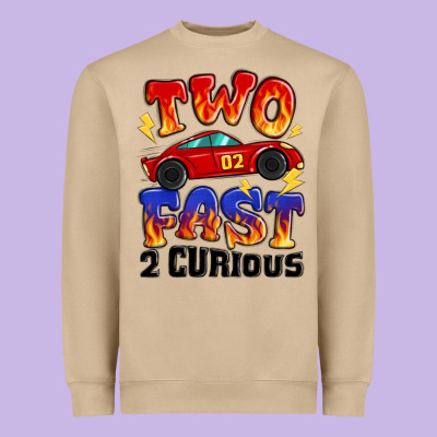 Two Fast Two Curious Boys Birthday Racing Car Heavyweight Sweatshirt Designed By Maliassmallbusiness