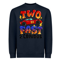 Navy two fast two curious boys birthday racing car Heavyweight Sweatshirt - MaliasSmallBusiness