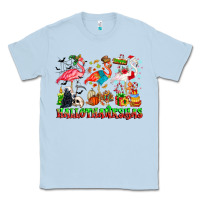 Dusty Blue happy hallothanksmas flamingo Classic Tee - CowhideDigitalArt