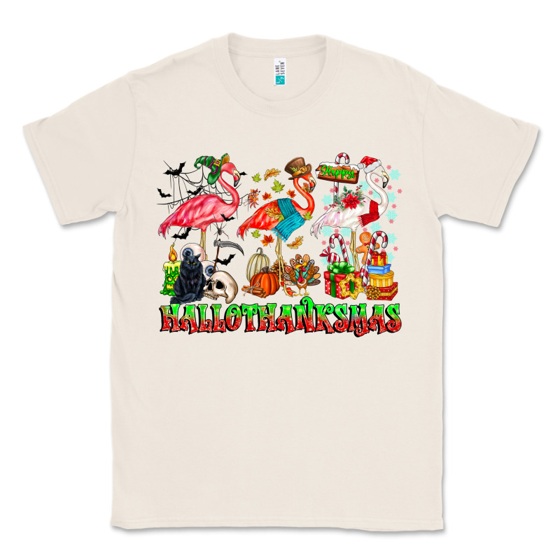 Happy Hallothanksmas Flamingo Classic Tee by CowhideDigitalArt | Teevron