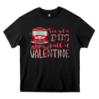 Black I've got bus full of Valentine Heavy Core Tee - RacoonDesign
