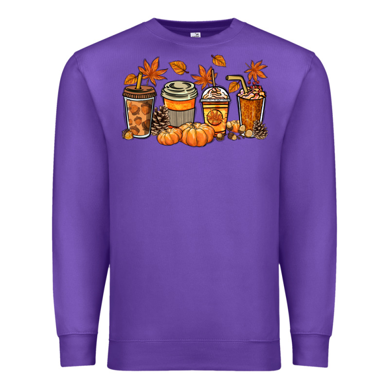 Fall Coffee Cups Premium Sweatshirt by NancyCooperArtShop | Teevron