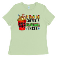 Matcha I Run On Coffee & Christmas Cheer Ladies Tee - CowhideDigitalArt