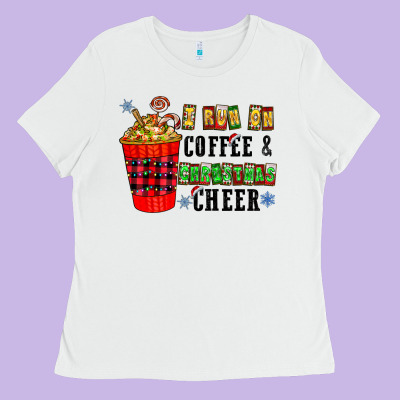 I Run On Coffee & Christmas Cheer Ladies Tee Designed By Cowhidedigitalart