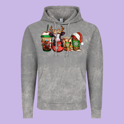 Christmas Baby Calf Coffee Cups Vintage Hoodie Designed By Jasminsmagicworld