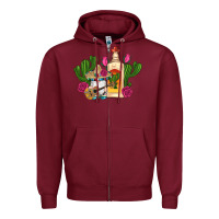 Burgundy mexican tequila gnomes guitar roses cactus serape Zipper Hoodie - Artiststas