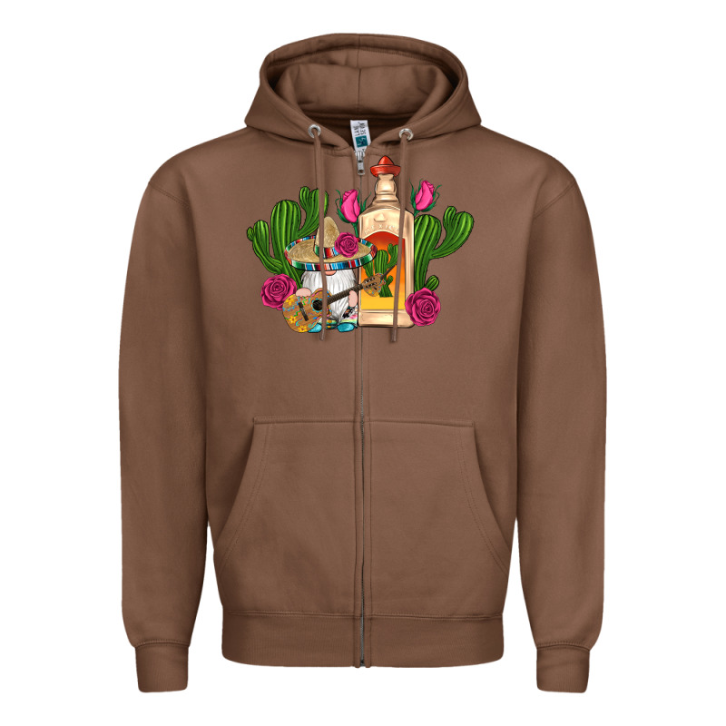 Mexican Tequila Gnomes Guitar Roses Cactus Serape Zipper Hoodie by Artiststas | Teevron