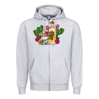 Heather Grey mexican tequila gnomes guitar roses cactus serape Zipper Hoodie - Artiststas