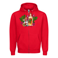 Red mexican tequila gnomes guitar roses cactus serape Zipper Hoodie - Artiststas