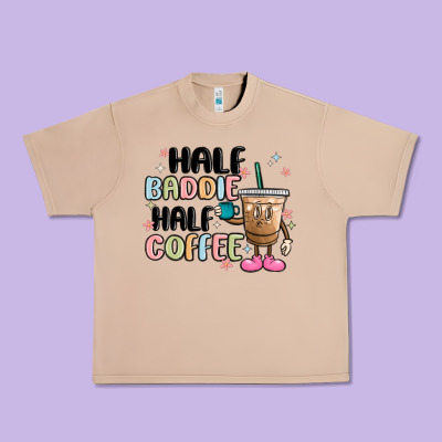 Half Baddie Half Coffee Urban Heavy Tee Designed By Maliassmallbusiness