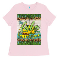 Bubblegum Pink the lake is my happy place air freshener Ladies Tee - HRA Design Shop