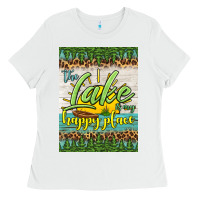 White the lake is my happy place air freshener Ladies Tee - HRA Design Shop