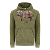 Vintage Olive hippopotamus Vintage Hoodie - LillyAllenDesigns