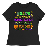 Black beads parades king cake crawfish mardi gras Ladies Tee - FaDigitalArtStudio