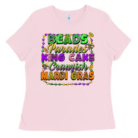 Bubblegum Pink beads parades king cake crawfish mardi gras Ladies Tee - FaDigitalArtStudio