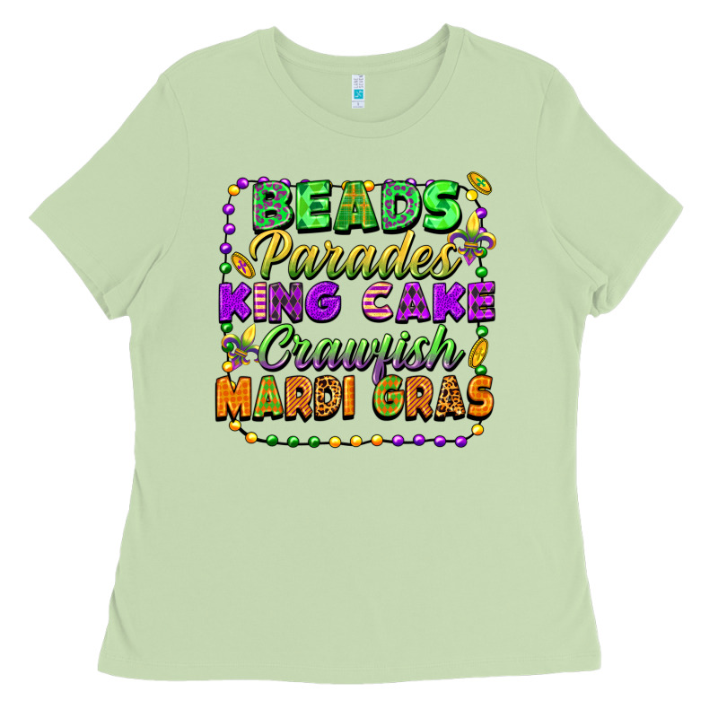 Beads Parades King Cake Crawfish Mardi Gras Ladies Tee by FaDigitalArtStudio | Teevron