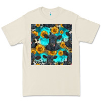 Black Angus And Sunflowers Seamless Pattern Premium Tee | Teevron