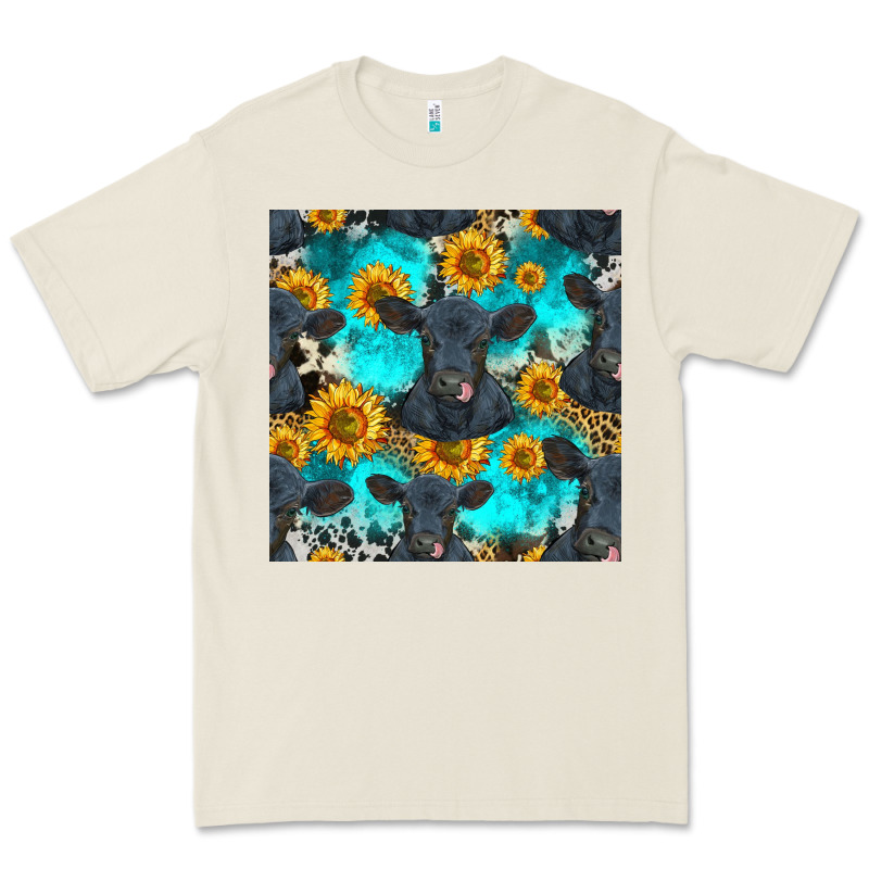 Black Angus And Sunflowers Seamless Pattern Premium Tee by HRA Design Shop | Teevron