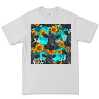 Dove Grey black angus and sunflowers seamless pattern Premium Tee - HRA Design Shop