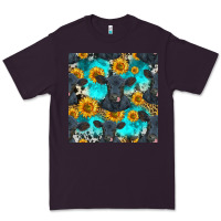 Plum black angus and sunflowers seamless pattern Premium Tee - HRA Design Shop