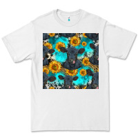 White black angus and sunflowers seamless pattern Premium Tee - HRA Design Shop