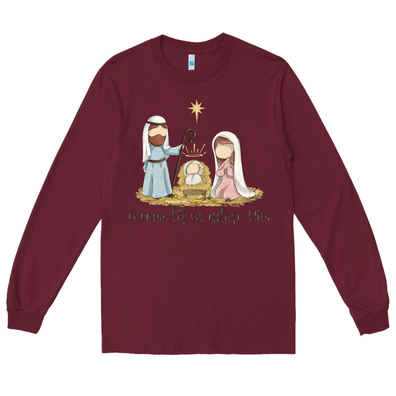 O Come Let Us Adore Him Long Sleeve Tee by MaliasSmallBusiness | Teevron