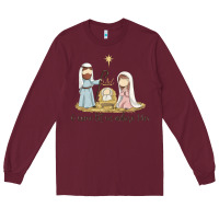 Burgundy o come let us adore him Long Sleeve Tee - MaliasSmallBusiness