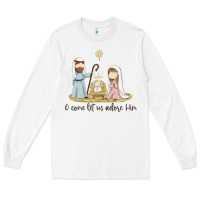 White o come let us adore him Long Sleeve Tee - MaliasSmallBusiness