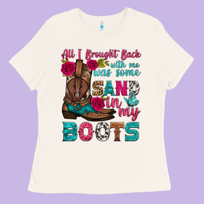 All I Brought Back With Me Was Some Sand In My Boots Ladies Tee Designed By Hra Design Shop